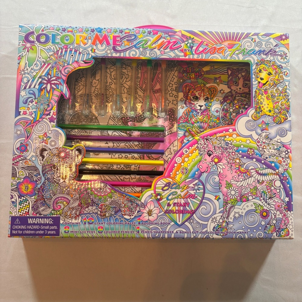 Lisa Frank Color Me Calm Art Set Girls Giant Coloring Pages Gel Pens Pencils